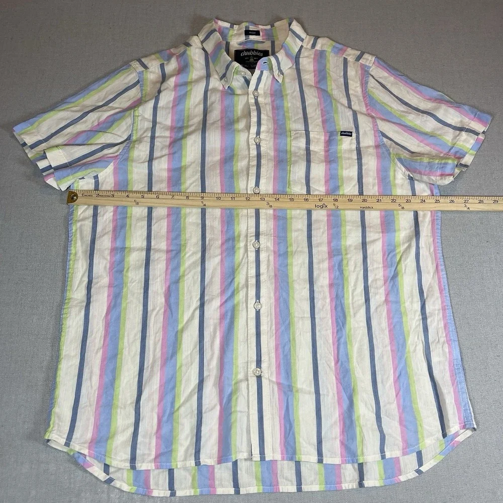 Chubbies‎ The Friday Shirt Short Sleeve Button Down Mens XL Soft Serve Striped